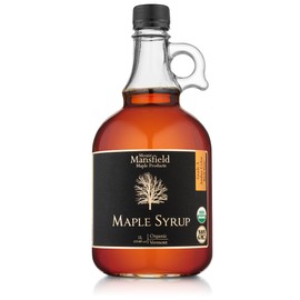 Mansfield Maple Certified Organic Pure Vermont Maple Syrup in Glass Bottles Grade A Amber Rich, Liter