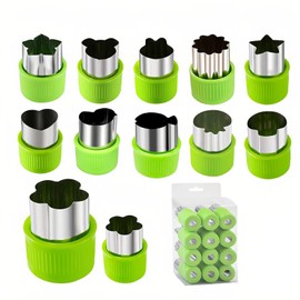 12-Piece Kids Cookie Cutters Set - Stainless Steel & BPA-Free Shapes for Baking (Bear, Rabbit, Star, Flower) DIY Cookies, Mini Pies, Fondant, Veggies | Dishwasher Safe, Gift for Toddlers & Parents