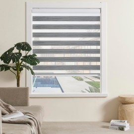 JIANGPIN TEXTILE Cordless Zebra Blinds Window Blind Zebra Shade Blinds for Windows Roller Sheer Shades Privacy Light Filtering Shades for Home Kitchen Bathroom (Width 33'' X Height 72'' Grey)