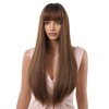 Long Black Wig Human Hair with Bangs and Wig Cap