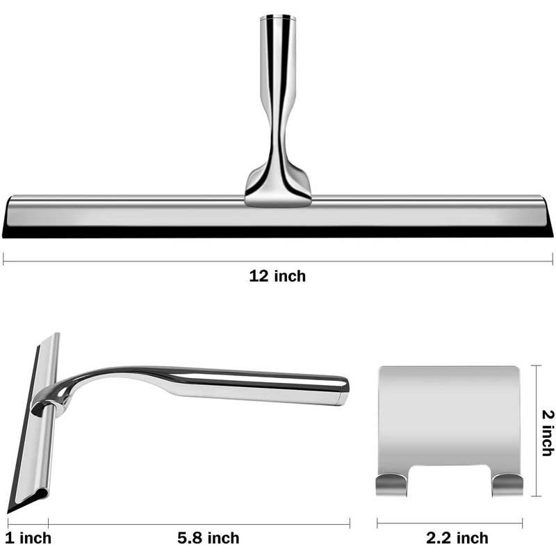 Stainless Steel Shower Squeegee, Window Squeegee, 12 Inch, Shower Wiper