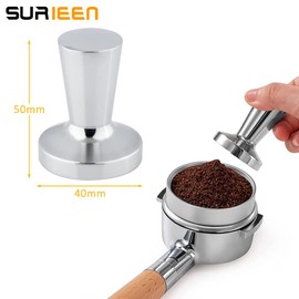 SURIEEN Coffee Tamper Espresso Tamper 40 mm, Stainless Steel Coffee Masher for Café & Coffee Lovers, Coffee Stamp, Coffee Tamper, Portafilter Tamper, Pressure Regulating Barista Accessories Tamper