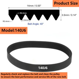 YXT 140J6（6PJ356） Poly V Belt of with Drive Replacement Planer for Delta 22-560, 22-563, 22-565 and 22-580 planers, TP400LS, Wen 6560 （2PCS） Planer Drive Belt