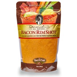 Demitris Bacon-Flavored Rimshot Salt, 4 Count of 12 oz Bottles, Smoky Savory Garnish for Cocktails