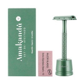 Body Razor - Unisex Razor - Classic Body Razor with 10 Double Edged Blades - Shaving Set - Adaptable to Double Edge Razors - Amakandu