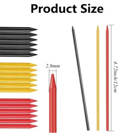 36pcs 2.8mm Carpenter Pencil Refills, Solid Refills Deep Hole Mechanical Construction Pencil Refill, Pica Pencil Carpenter Pencil Refill for Drawing Marking Woodworking (Black)