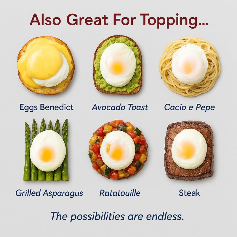 HIC Kitchen Non-Stick 3-Egg Poacher Insert, PFOA and BPA Free,