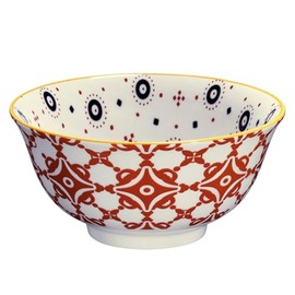 Cilio Amici Decorated Porcelain Bowl, 17 Ounce Capacity, 6" D x 2.75" H, Set of 6, Tiles Pattern