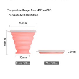Collapsible Travel Cup | Silicone Folding Water Cups with Lids | Reusable Drinking Mugs Cup | Picnic Snacks Cups | Telescopic Camping Tumblers