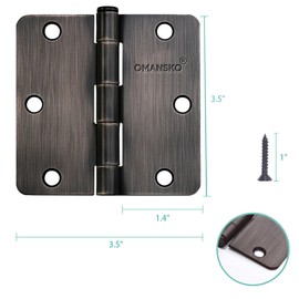 18 Pack Door Hinges, 3.5 x 3.5 Inch Oil Rubbed Bronze Hinges for Wood 1/4'' Radius Corners Interior Hinges, 3 1/2 Inch Door Hinges for Residential Doors