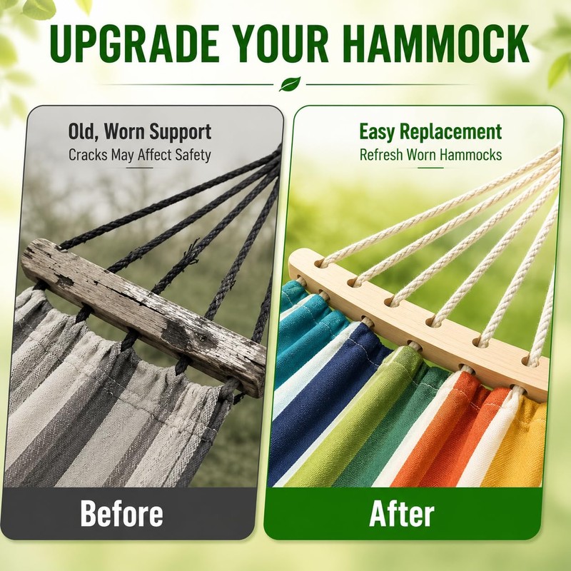 2 Pack Wooden Hammock Spreader Bars, Detachable Replacement Bars