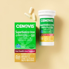 Synovus 세노비스 수퍼바이오틱스+철분 30캡슐 2입/프리미엄100억 유산균 Synovis Superbiotics + Iron 30 Capsules 2 Pack / Premium 10 Billion Probiotics