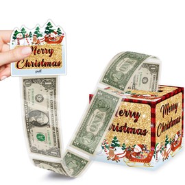 Christmas Surprise Money Pull Box for Cash Gift, Surprise Gifts for Women Men, Fun Christmas Party Decorations, Cute Santa Claus Decoration Surprise Money Box, with 35PCS Plastic Bags