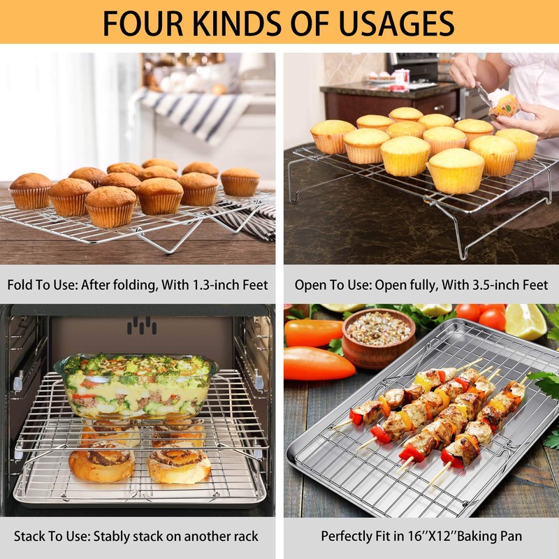 P&P CHEF Cooling Rack Set of 2, 2-Tier Stackable Stainless