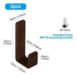 Joyangy 2pcs Heavy Duty Bunk Bed Ladder Hooks, 1 Inch Coffee PVC Coated Metal J Hook Hangers, Utility Library Ladder Hardware Brackets for Loft Bed Stairs, Camper/RV, Garage Storage & Tools