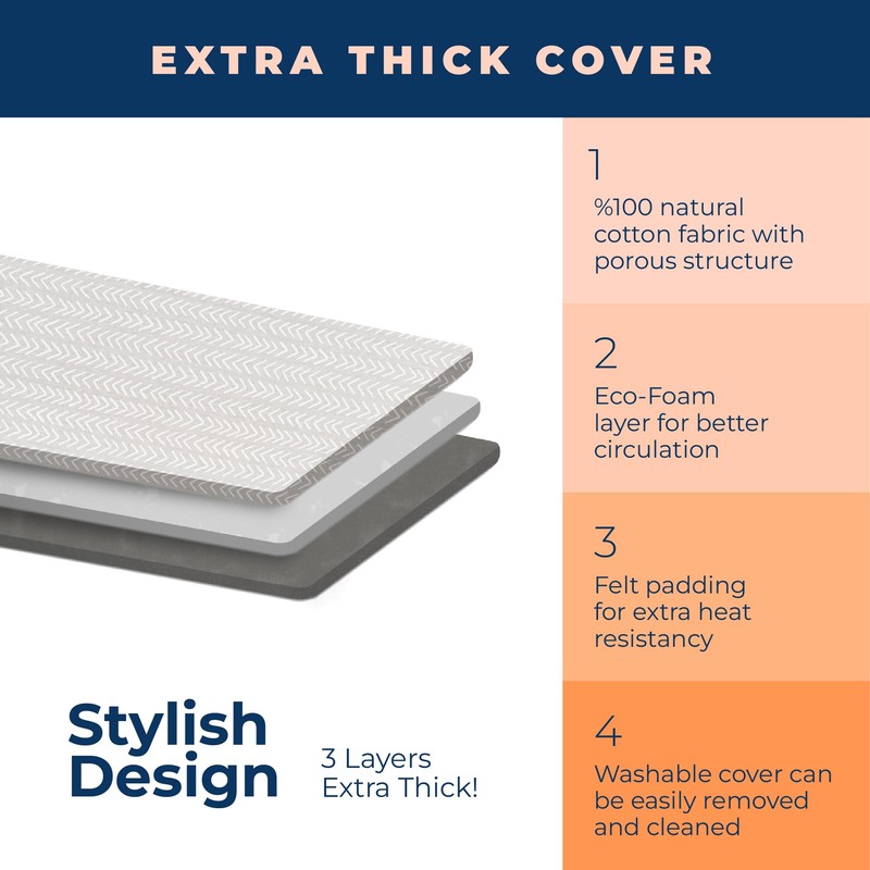 Ironing Board with Iron Rest, Iron Board with 3 Layers