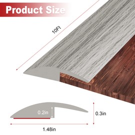 10Ft Carpet Floor Transition Strip, Self Adhesive Floor Edging Trim Strip, PVC Threshold Cover for Doorway, Floor Divider Strip Suitable for Threshold Height Less Than 5 mm - Gray Wood Grain