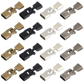 SUNNYCLUE 1 BOX 24pcs Alloy Bracelet Flat Buckle Clasps Leather Bracelet Clasps and Closures Metal Black Silver Bronze Necklace Extension Fastener Clasp for jewellery Making Bracelet Necklaces Diy Cra