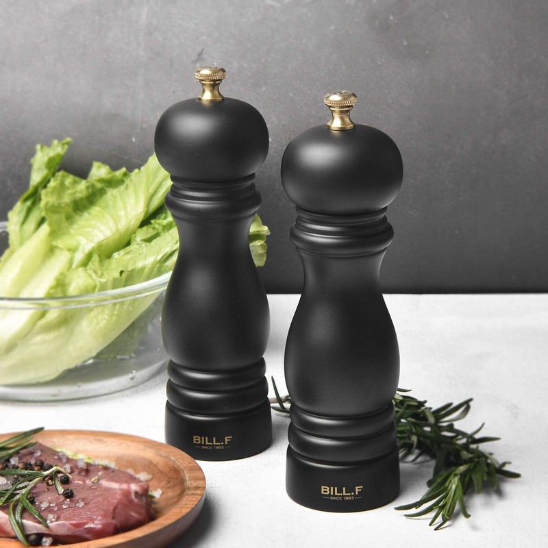 BILL.F Salt and Pepper Grinder Wooden Pepper Mill Grinder Salt