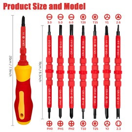 TRUEIN 8-Piece Screwdriver Set, VDE Insulated Professional Screwdriver Set Electrician with Handle, Interchangeable Screwdriver Set, Magnetic, Multifunctional Electrician Durable Screwdriver