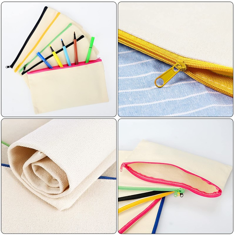 SIMSPEAR Canvas Pencil Case Set, cream white, DIY