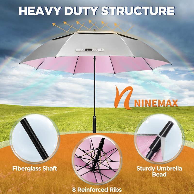 NINEMAX 68 Inch Golf Umbrella UV Potection, Auto Open Large