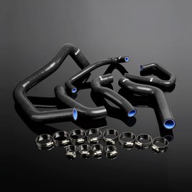 PIT66 Silicone Radiator Coolant Hose Kit,Compatible with 2007-2008 Kawasaki NINJA ZX6R Black with Clamps