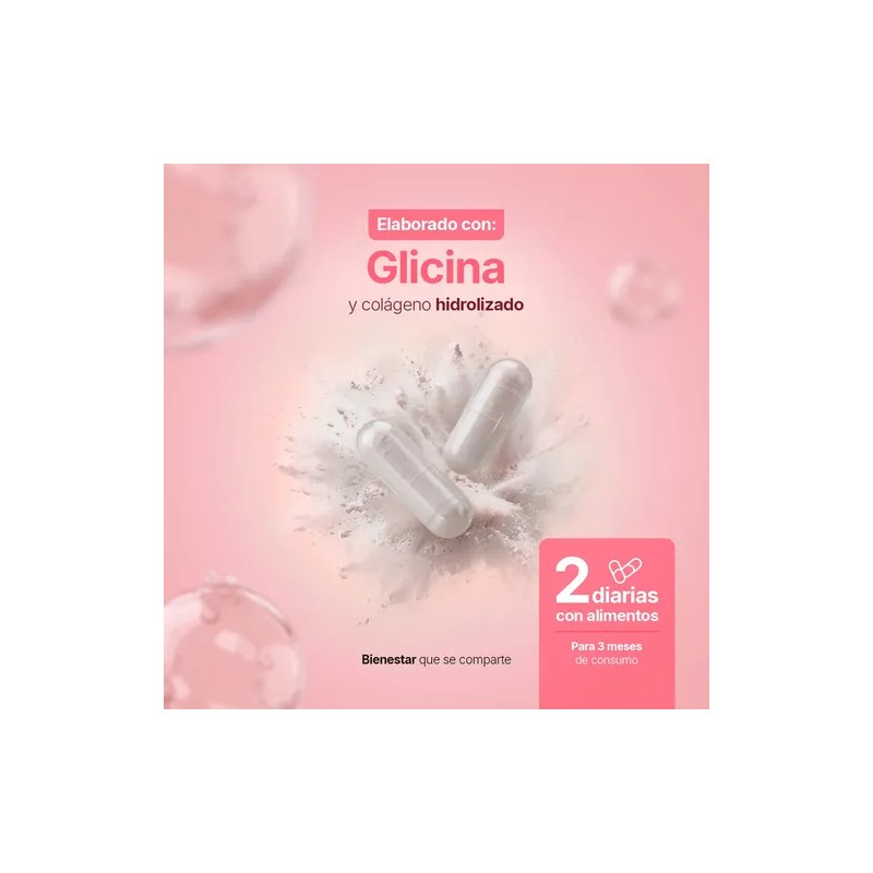 Glicina Pura 1000 Mg Adicionada Con Colágeno 180 Cáps B