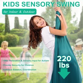 Sensory Swing for Kids, Double Layer Indoor & Outdoor Sensory Swing, Calming Therapy Cuddle Swings - 360°Hardware Holds up to 220lbs, Hanging Sensory Hammock Swing for Kids with Autism ADHD SPD