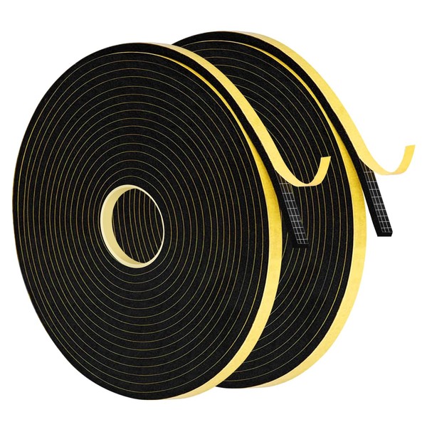 Weather Stripping Door Seal, 2 Rolls 1/4in Wide x 1/8