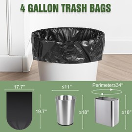 Cilamo Small Trash Bags 200 Counts - 4 Gallon Trash Bag, Small Garbage Bags for Bathroom, Office and Bedroom, Black 4 Gal Small Trash Can Liners