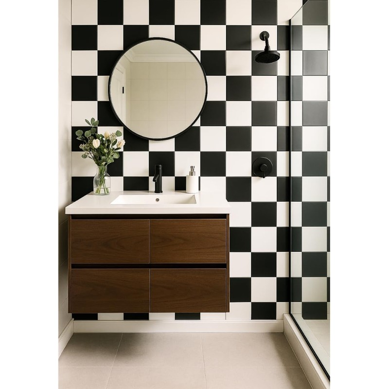 Tenedos HTC332 Matte Black and White Porcelain Tile – 8x8