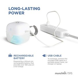 Munchkin® Esterilizador UV portátil Plus con batería recargable, mini desinfectante de luz UV elimina el 99,99% de los gérmenes en 59 segundos
