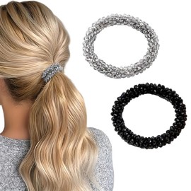 COYUN Pack of 2 Pearl Hair Bobbles Rhinestone Ponytail Holder Hair Bobbles Scrunchie Scrunchie Hair Scrunchies Scrunchies Hair Scrunchies Elastic Hair Bands Hair Accessories for Women and Girls