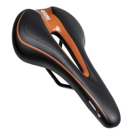 GORIX GX-C19 Bicycle Seat with Memory Foam, Thick Soft Cushion, Compatible with Road Bikes, Mountain Bikes and More, Black x Brown