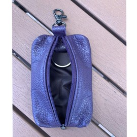 Auony Unisex Genuine Leather Key Case Wallet Pouch Bag Keychain Holder with Key Ring & Zipper (Purple)