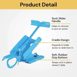Sock Slider Easy On Easy Off Sock Aid Kit Sock Helper Pain Free No Bending, Stretching or Straining System for Pregnancy and Injuries Living Tool Blue