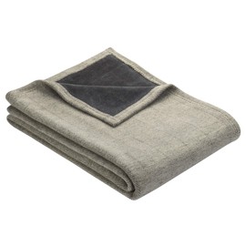 IBENA Reversible Classic Herringbone Jacquard Woven Velour Blanket Throw Aberdeen - Anthracite