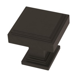 FRANKLIN BRASS Stepped (10-Pack) Cabinet Knobs Matte Black Nobs for Dresser/Kitchen/Closet Door/Furniture | 1" Drawer Pulls/Handles P49579C-FB-B