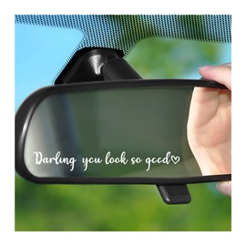 Zpana 3PCS Car Rearview Mirror Decal, Vinyl Darling You Look So Good Vehicle Rear View Mirror Sticker, Waterproof Automotive Interior Decoration Accessories, Universal for SUV Sedan Truck (White)