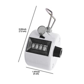 FUZVOL 4 Digit Tally Counter Hand Colour Counters Mechanical Palm Click Counter Assorted Color Handheld Golf Counter for Sport Counting Scoring, White