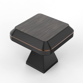 Amerdeco 10 Pack Oil Rubbed Bronze Kitchen Cabinet Knobs Cabinet Hardware Single Hole Cabinet Pulls Square Dresser Knobs Drawer Knobs and Pulls for Bathroom Cabinets ZH0002