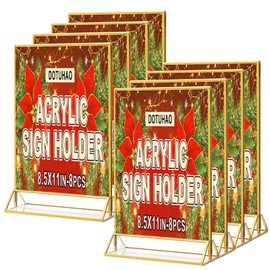 DOTUHAO Acrylic Sign Holder, 8.5 x 11 In 8 Pack Acrylic Sign, Flyer Holder, Table Signs Holders, Flyer Stand, Double Sided Flyers Holders Table Menu Display Stand for Wedding Tables Number (8 PCS)