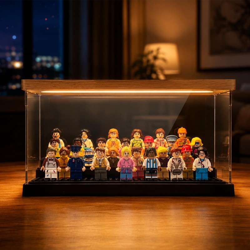 LED Minifigure Display Case, Clear Acrylic Mini Figurines Display Case