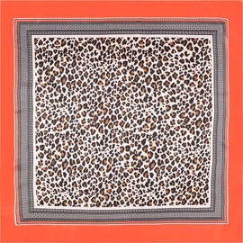 YOUR SMILE Leopard Print Silk Like Scarf Women's Fashion Pattern Large Square Satin Headscarf,Orange