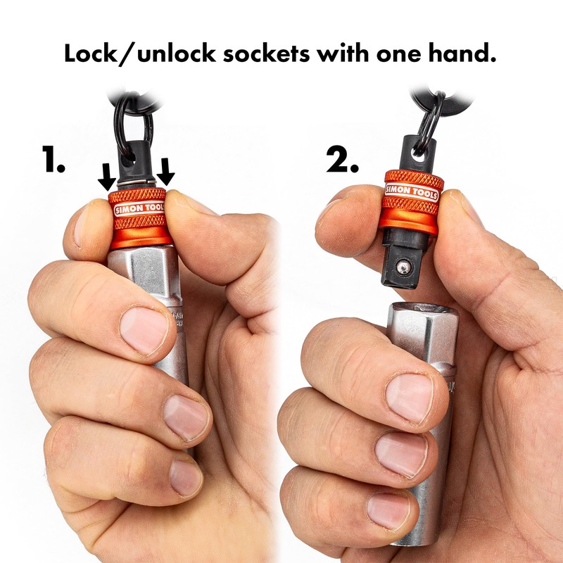 Simon tools Socket Holder Keychain 3pc - 1/2 Socket Organizer