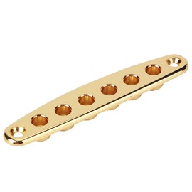 Kodrily Electric Guitar Bridges Bridge Parts, Zinc Alloy Guitar String Through Plate Mounting Ferrules with Screws, Guitar String Ferrules Metal Thru Body Replacement Parts Gold