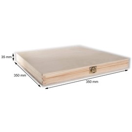 Square Shallow Flat Wooden Box | 35 x 35 x 3.5 cm | Vinyl Record Storage | Presentation Documents Storage | Unpainted & Untreated Plain Decorative Pinewood for Craft Decoupage