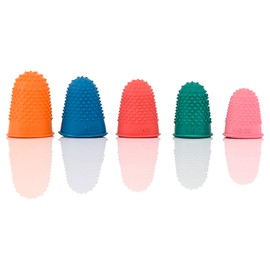 Berolle 5 Sizes Rubber Finger Tips 5 Colors Rubber Finger Thimbles Rubber Finger Pads for Money Counting, Writing, Sorting Task to Protect Finger Tip & Gripping Aid (10)