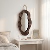 Handcrafed Rustic Wood Framed Wall Mirror, Wavy Irregular Oval Shape